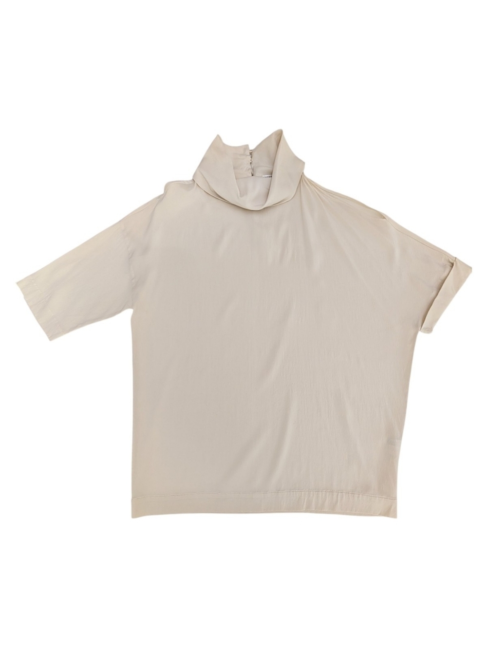 Brunello Cucinelli Silk Blend Blouse Size XL Cream One Cold Shoulder Luxury
